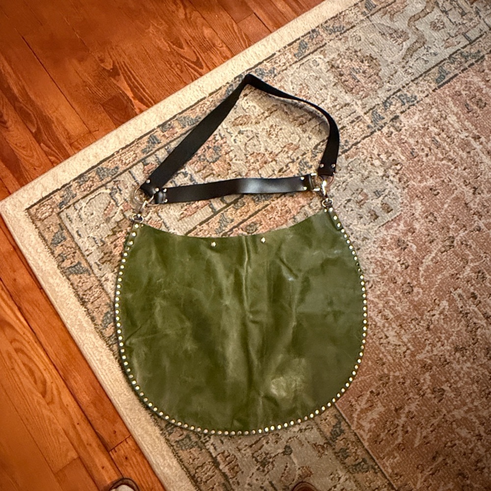 Green Leather Studded Women's Bag by Rebellion - Picture 3 of 4